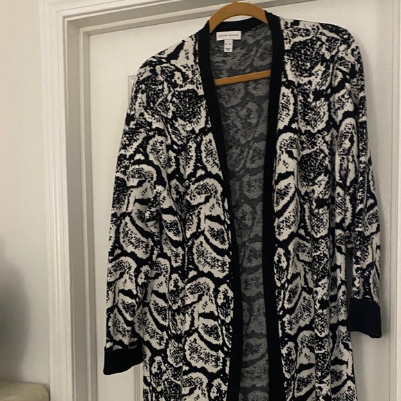 Susan Graver Jackets & Blazers - Black and White Patterned Cardigan